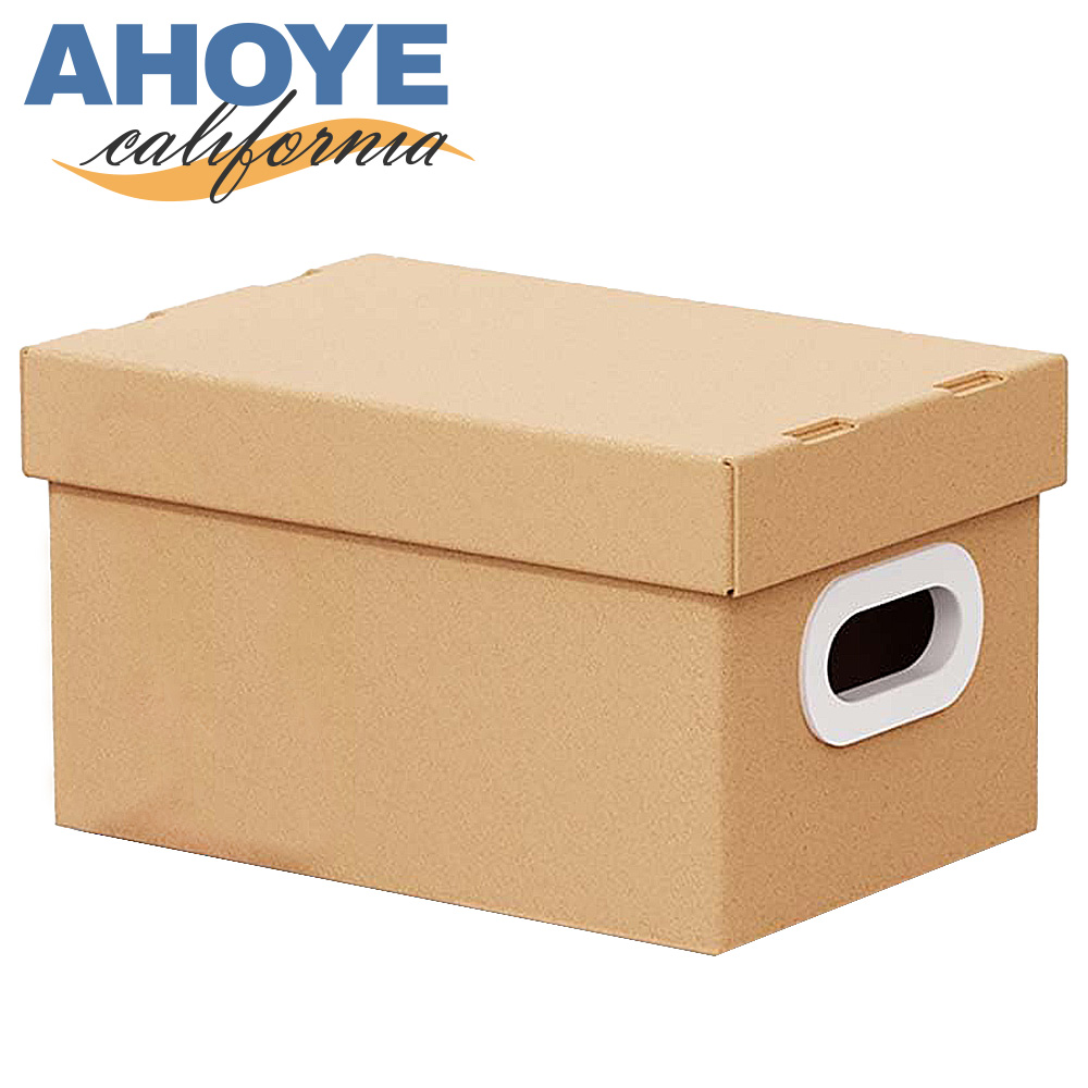 【AHOYE】牛皮盒文件整理箱 33*22*18cm (收納盒 資料盒 資料夾 檔案夾)