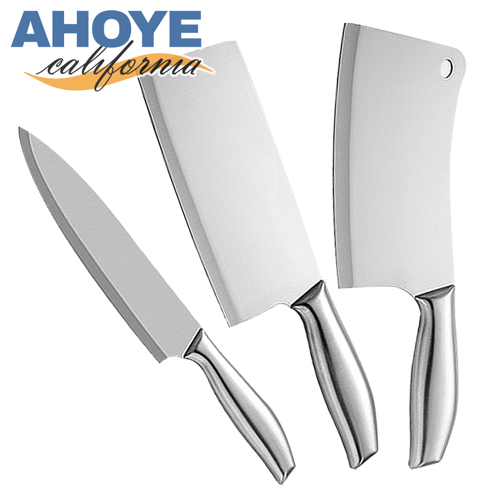 【AHOYE】不鏽鋼刀具三件組 (菜刀 廚師刀 水果刀)