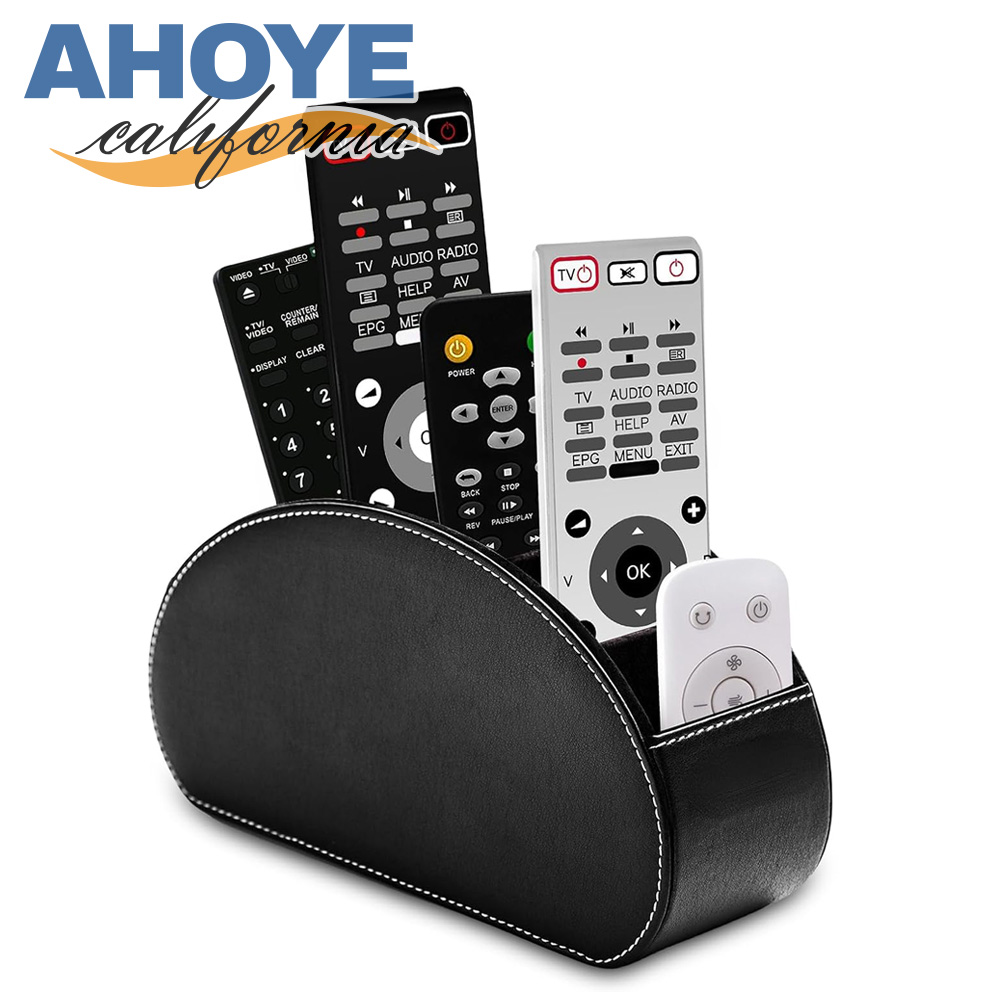 【AHOYE】歐式皮革分格遙控器收納盒 (桌面收納盒 置物盒 儲物盒 化妝品盒)