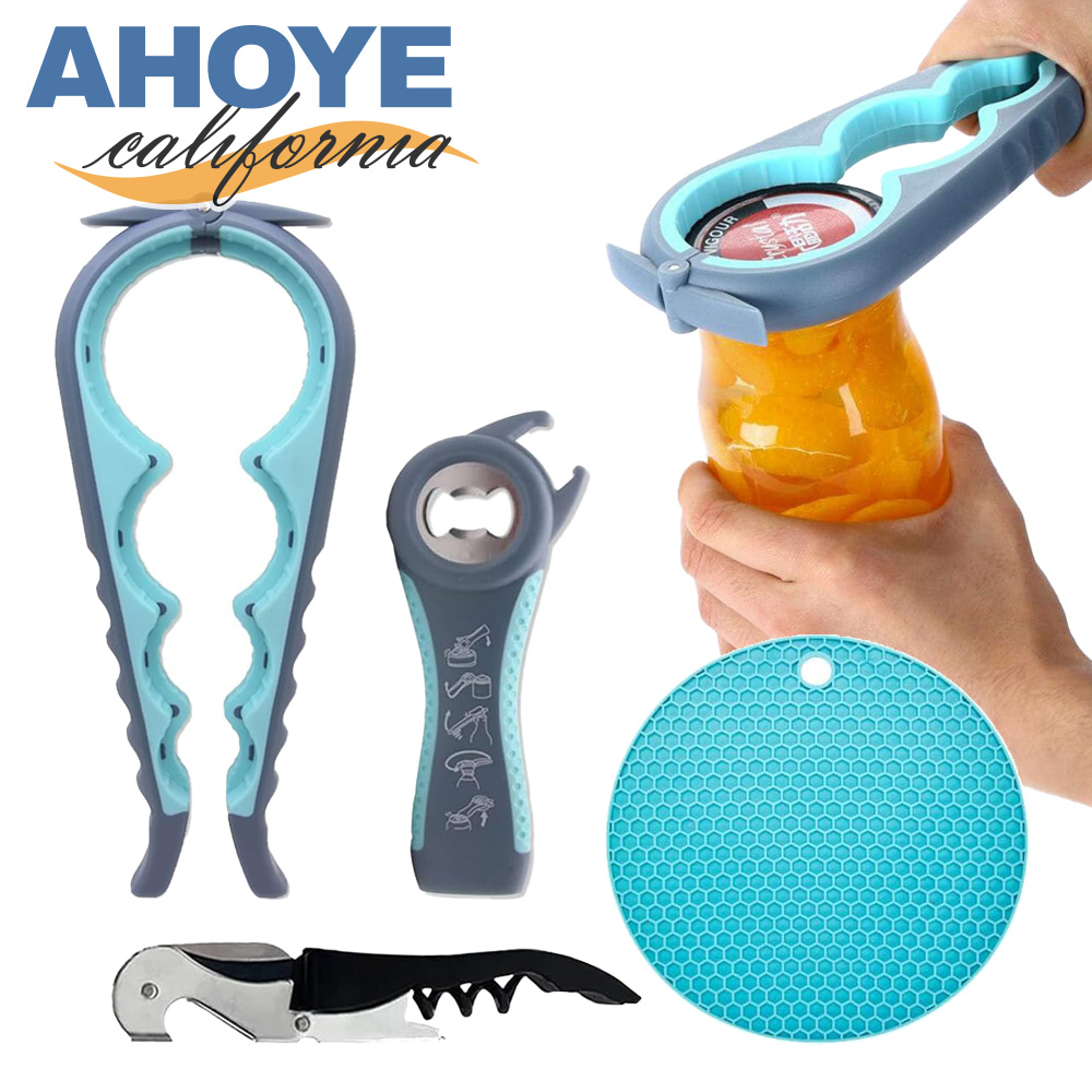 【AHOYE】超省力5in1開罐器4件套組 (開瓶器 開蓋器 開酒器 旋蓋器 擰蓋器)