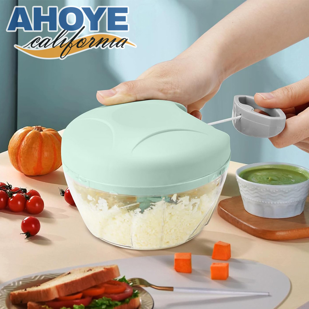 【AHOYE】手拉旋轉食物切碎器 (切菜器 切丁器 蔬果打碎器 調理器 備料器)