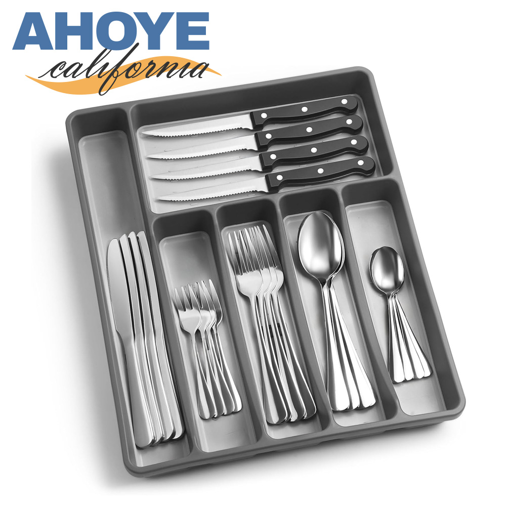 【AHOYE】日系分格餐具收納盒 (筷子收納盒 筷籠 抽屜收納盒 餐具整理架)