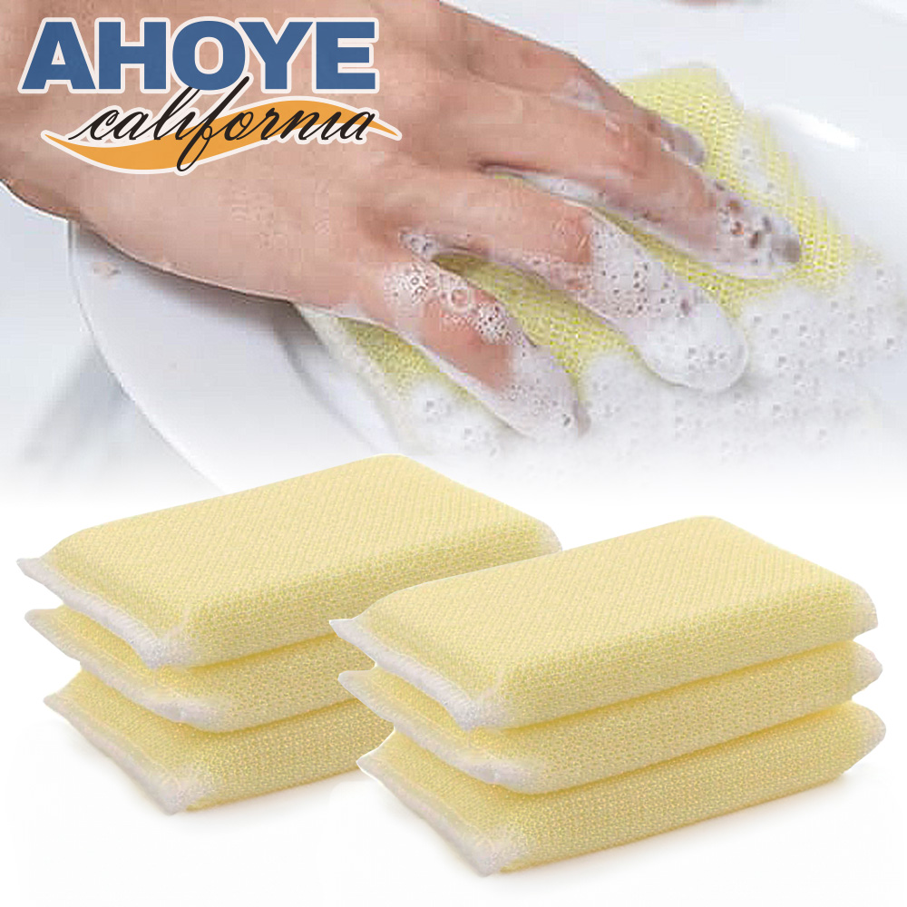 【AHOYE】輕搓易起泡瞬洗去汙海綿清潔刷 6入組裝 (菜瓜布 洗碗刷 洗鍋刷)