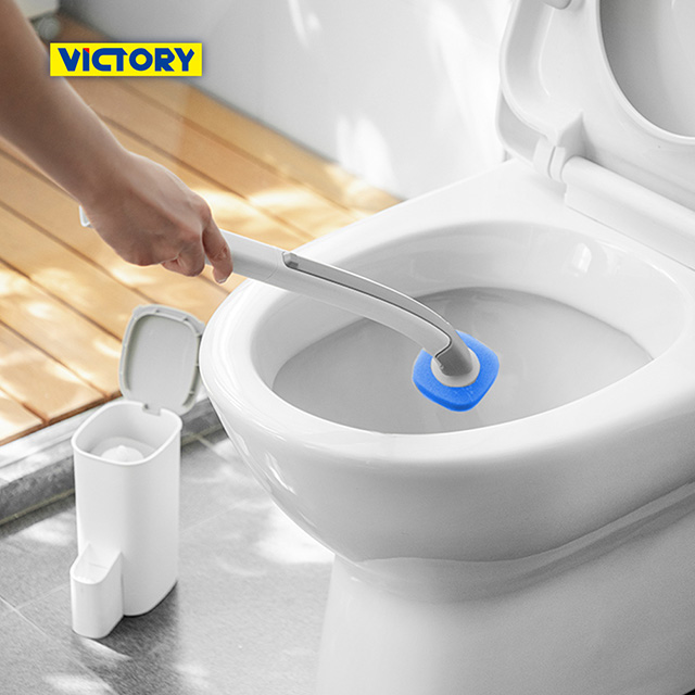 【VICTORY】浴室免洗劑一次性拋棄式清潔馬桶刷(2桿16替換)