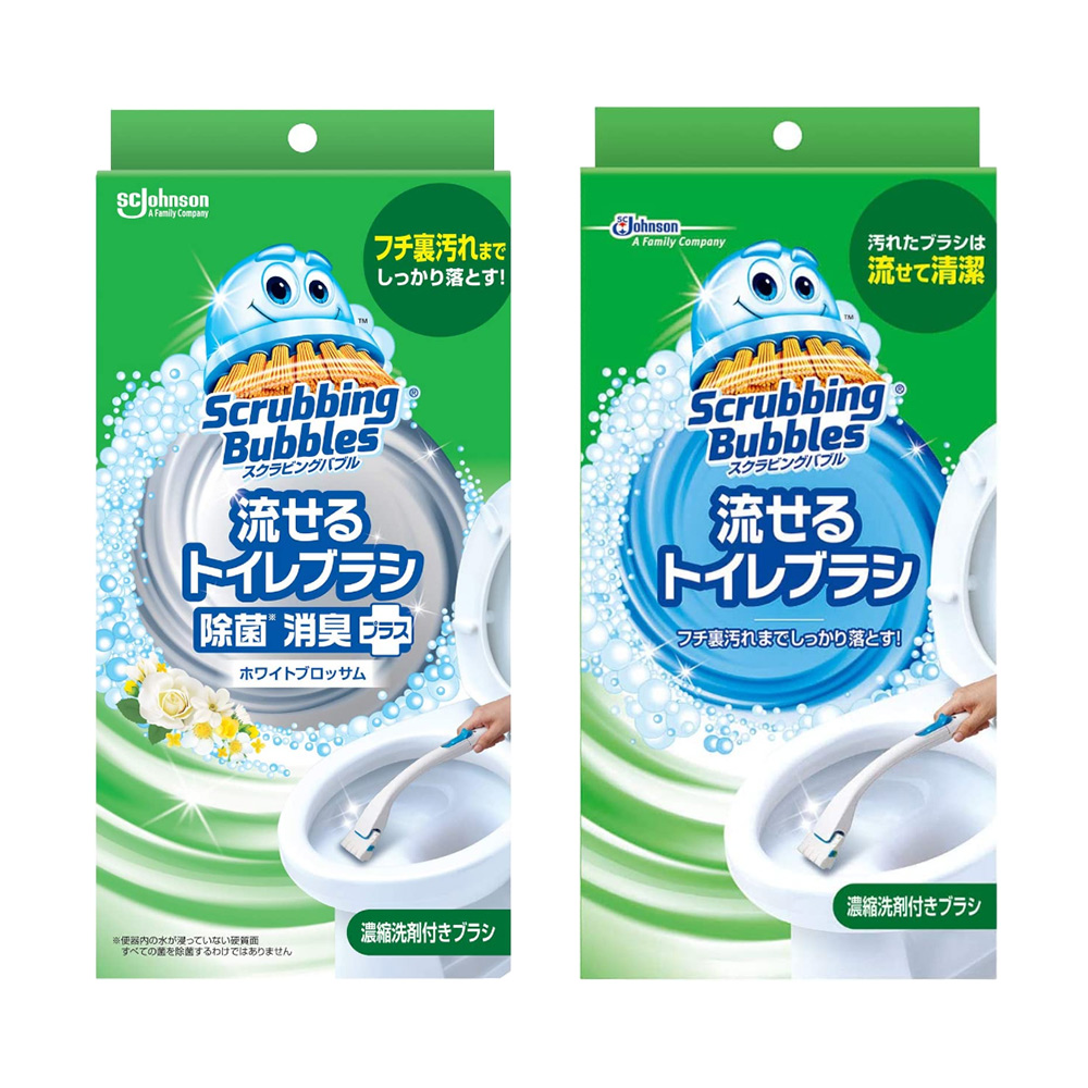 日本 SC Johnson 莊臣 水溶性拋棄式馬桶清潔刷(刷柄1支+替換刷頭4支+底座1座)