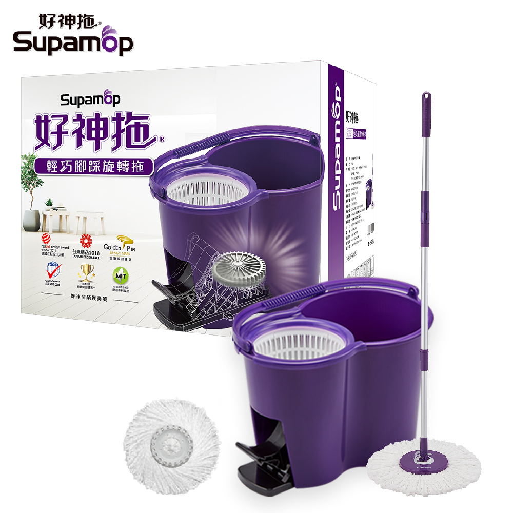 【好神拖Supamop】輕巧腳踩旋轉拖(2布)