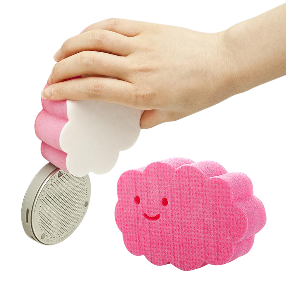 日本製造AISEN黏貼式大片雲朵浴室海綿刷(粉紅)