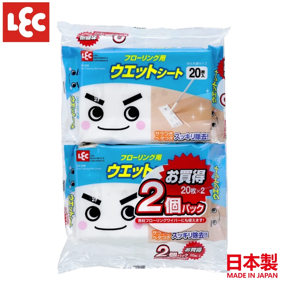 日本LEC激落地板用抗菌清潔濕拖巾20枚X2包入