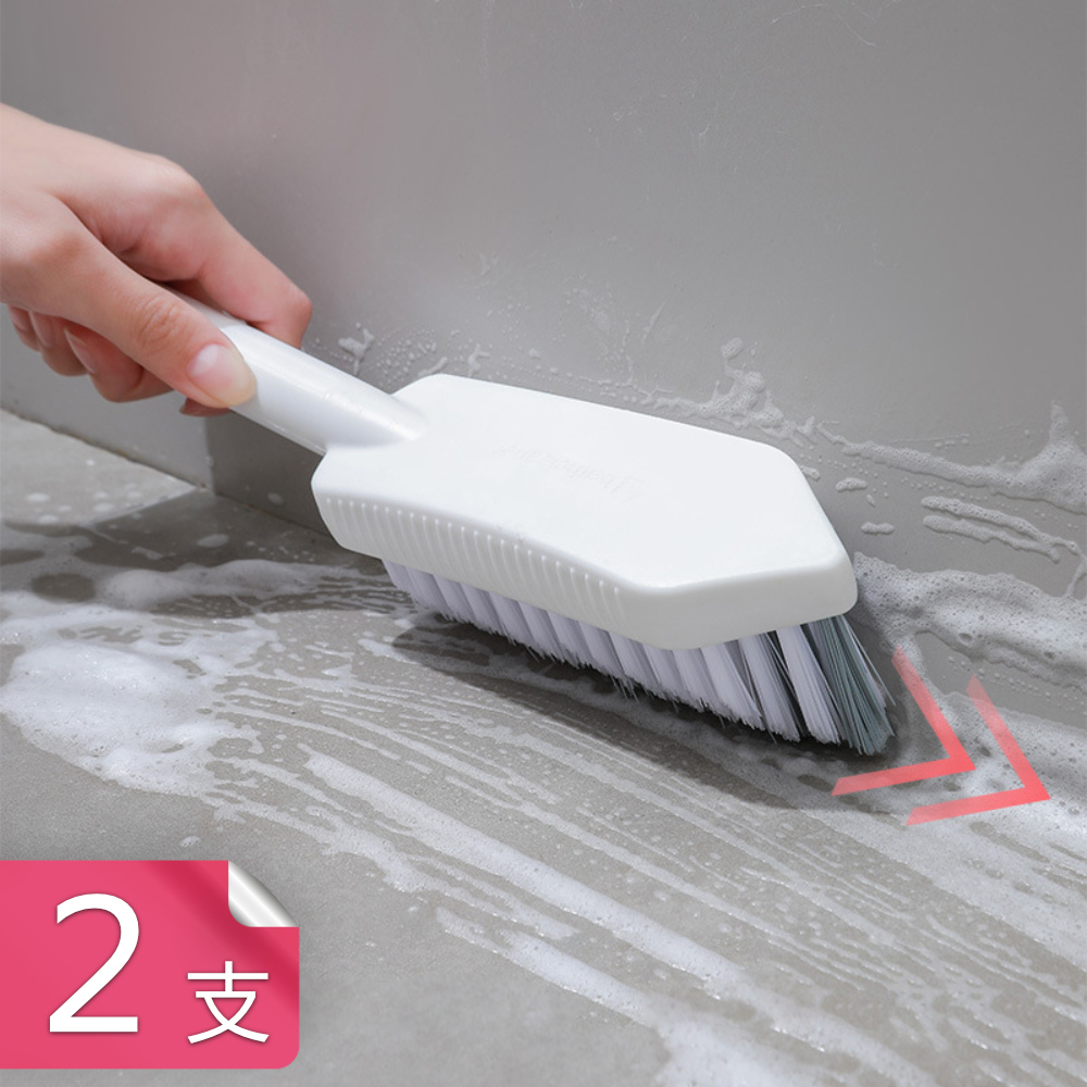 【荷生活】浴室角落隙縫直角清潔刷 霉菌陳年污垢三角刷頭去污刷-2支