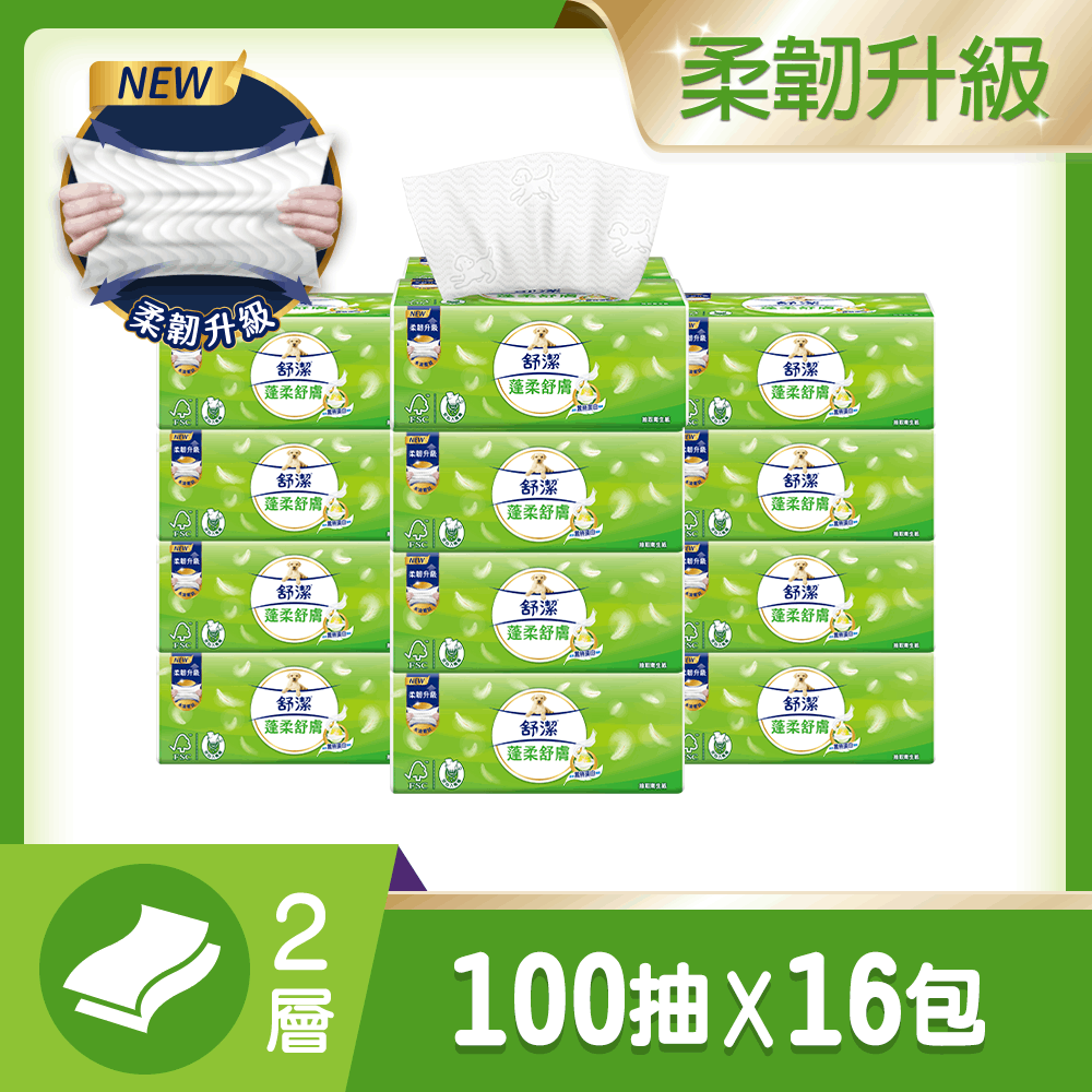 舒潔 蓬柔舒膚抽取衛生紙(100抽x16包x2串)