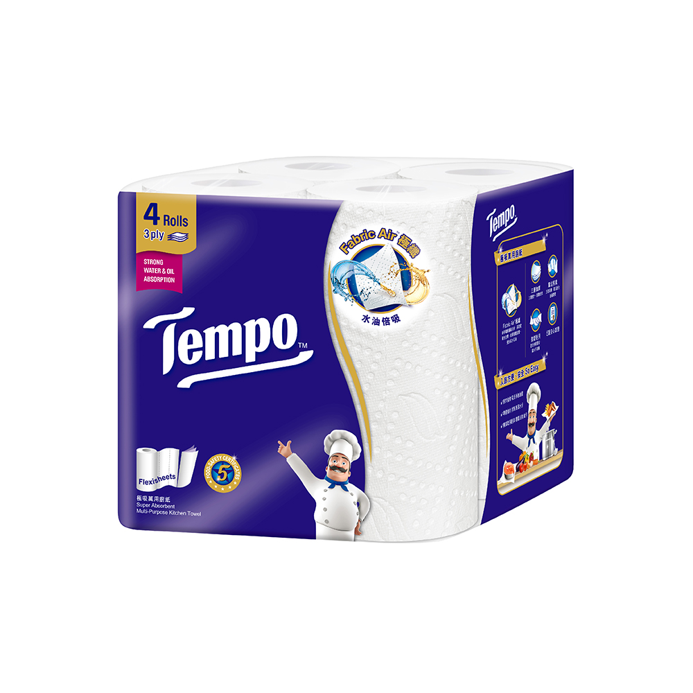 Tempo 極吸萬用三層廚房紙巾(捲筒式) 120張x16捲