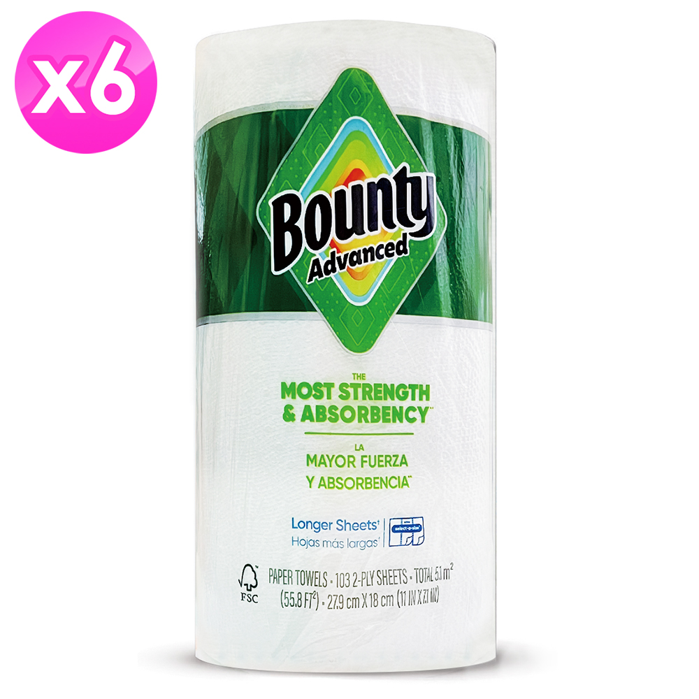 Bounty廚房紙巾(隨意撕)103張 x6捲
