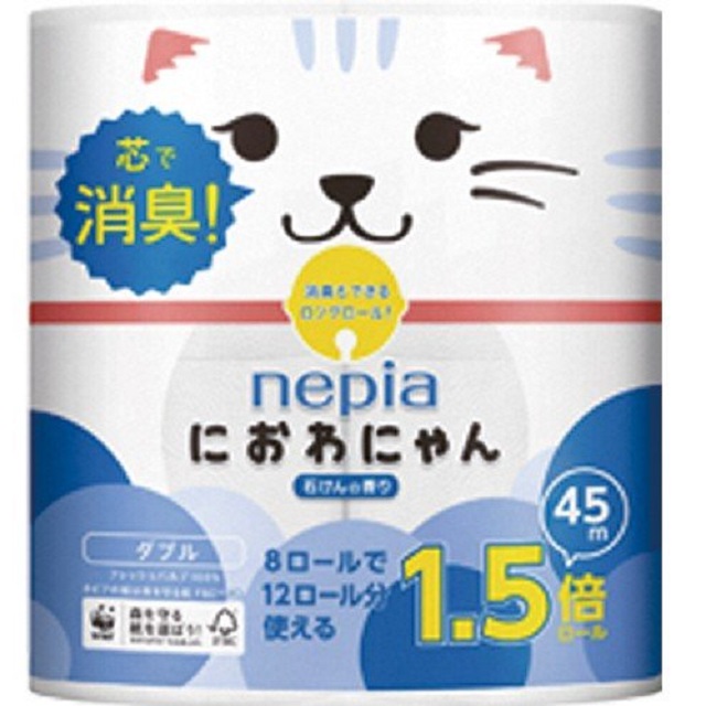 日本【Nepia】消臭卷筒雙層衛生纸114mm x 45mm 8卷入皂香