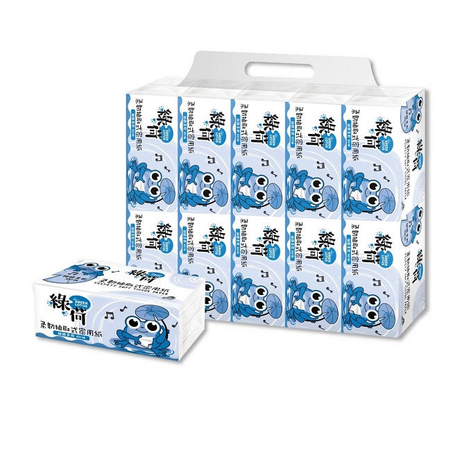 綠荷柔韌抽取式花紋家用紙100抽X100包/箱X2