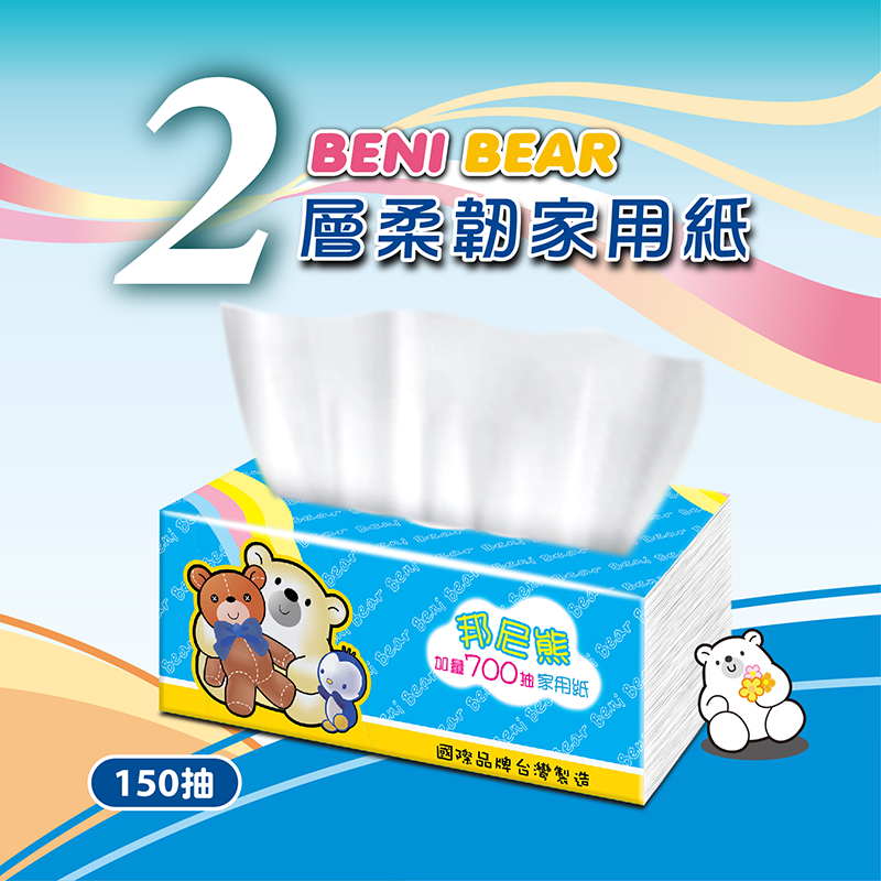 【Benibear 邦尼熊】抽取式花紋家用紙(150抽14包6袋)