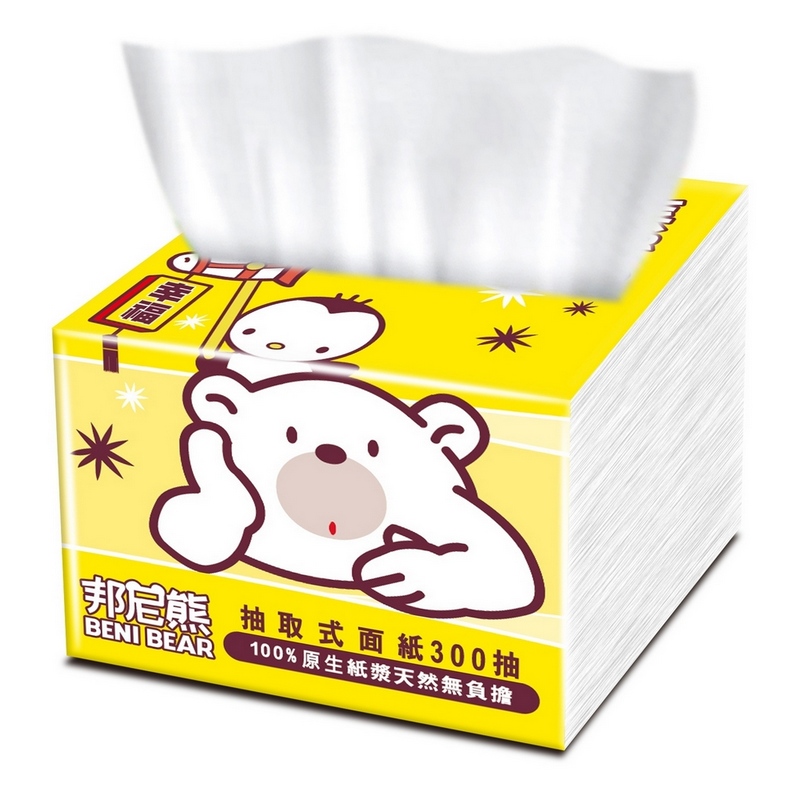 【Benibear 邦尼熊】抽取式餐巾紙(黃版300抽30入/箱)X3箱(共90包)