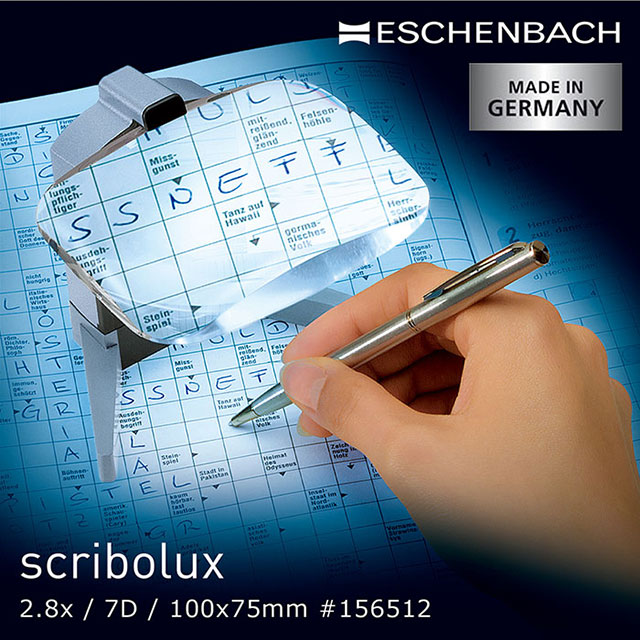 【德國 Eschenbach】scribolux 2.8x/7D/100x75mm 德國製LED書寫專用立座式非球面放大鏡 156512
