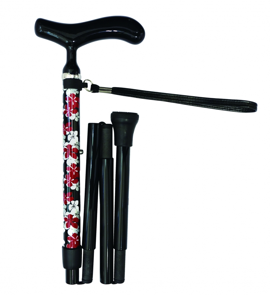 【佳樂美】日本 SHIMA 全方位碳纖折疊拐杖 (顏色:黑花)