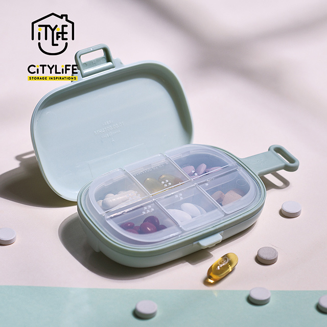 【新加坡CITYLIFE】奈米抗菌PP便攜式旅行箱造型6格藥盒-3入