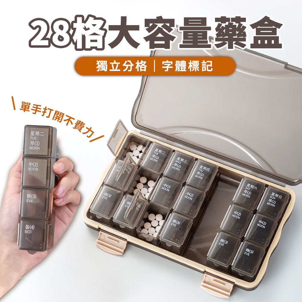 【旬日居家】藥盒 藥盒分裝盒 隨身藥盒 7日 7天21格 28格 密封 收納 藥盒一週