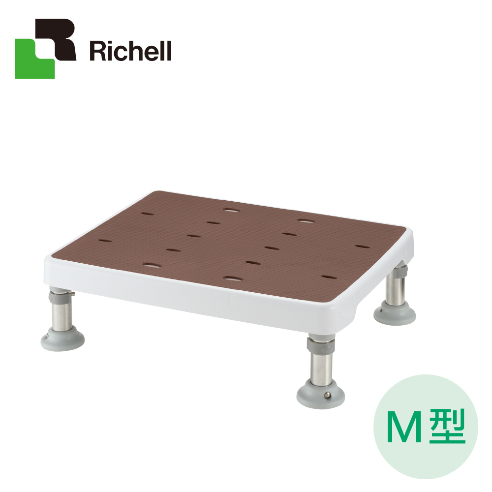 【日本Richell利其爾】可調式不锈鋼浴室椅凳-M型-咖啡