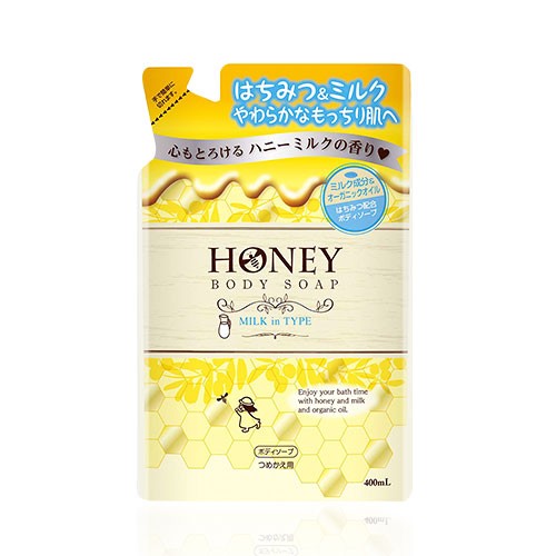 日本【第一石鹼】 天然蜂蜜牛奶保濕沐浴乳-補充包400ml