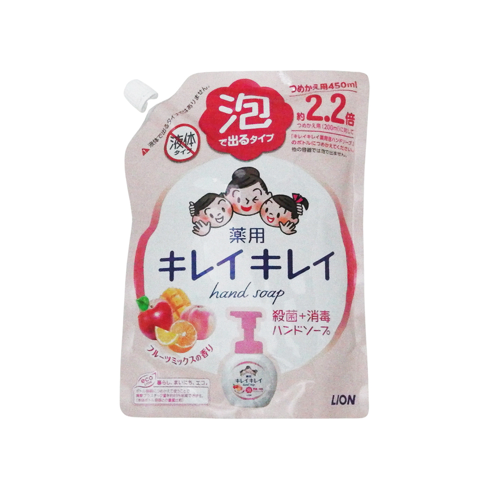 日本 Lion KIREI 泡沫洗手乳 (補充包) 花果香 450ml