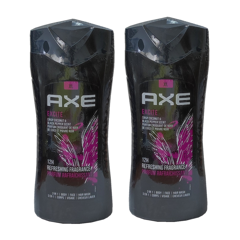AXE男仕三合一香水洗髮洗臉沐浴露400ml~激情誘惑~二入組