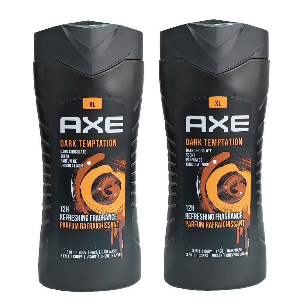 AXE男仕三合一香水洗髮洗臉沐浴露400ml~黑街誘惑~二入組