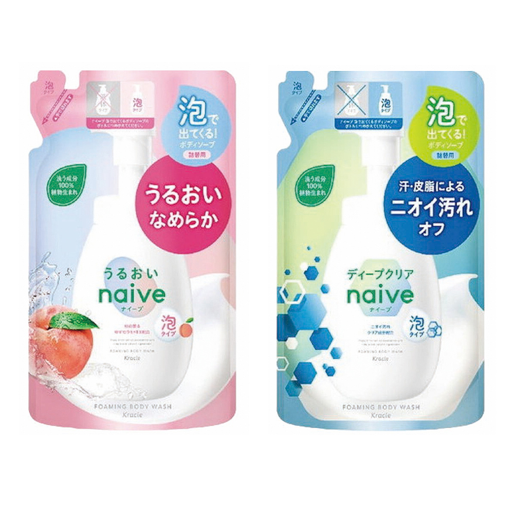 日本 Kracie 葵緹亞 Naive 保濕溫和泡沫沐浴乳補充包 480ml