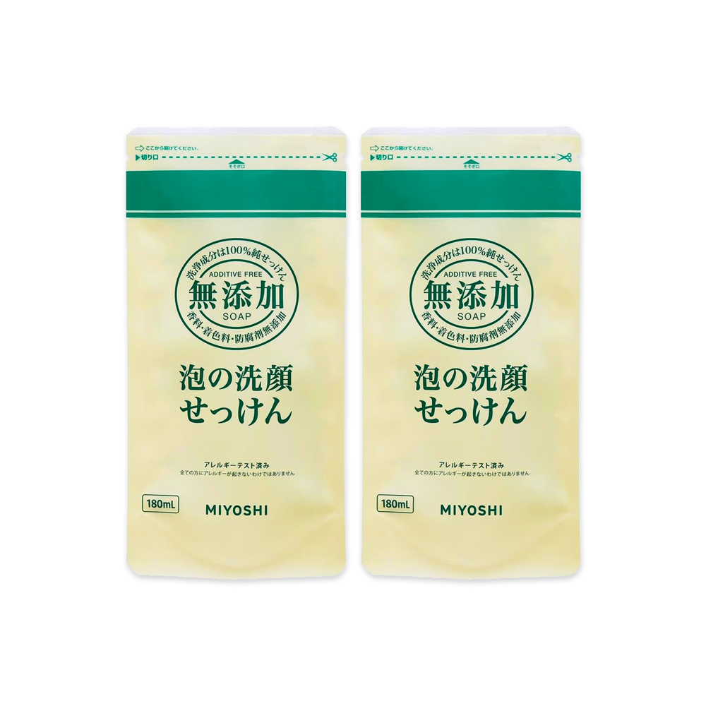 (2袋)日本MIYOSHI無新增-純皂泡沫洗面露補充包180ml/袋