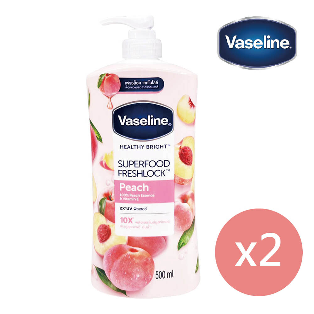 Vaseline凡士林 身體潤膚乳液 水蜜桃+維他命E (2瓶組，每瓶500ml)