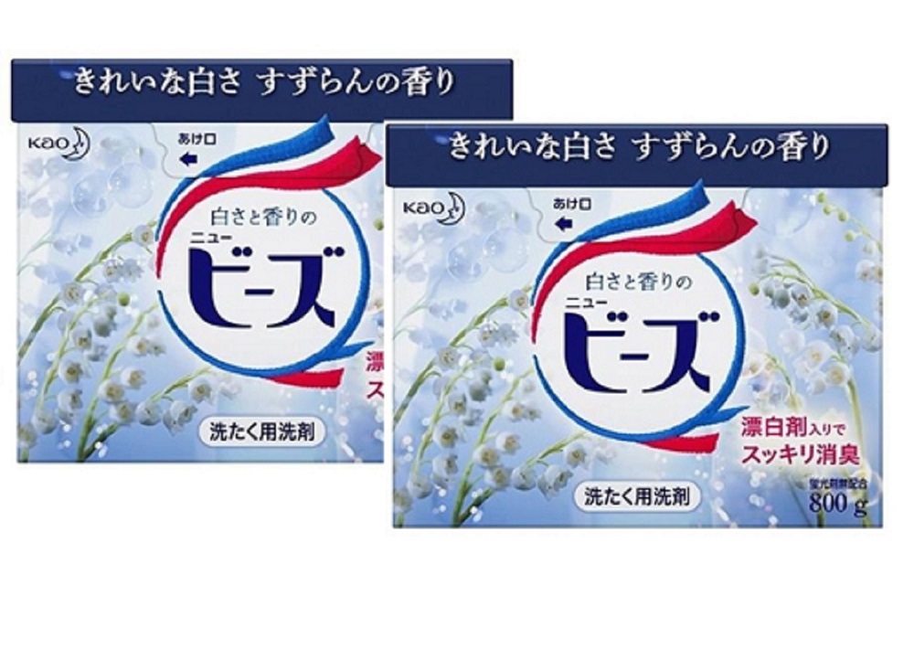 日本【花王】香水濃縮洗衣粉酵素盒裝洗衣粉 800g(藍盒鈴蘭香)2盒組