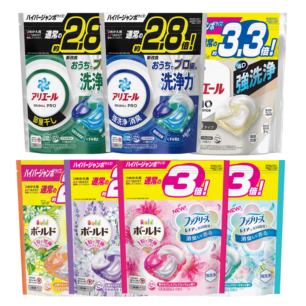 日本P&G 4D碳酸機能洗衣球39入X4 (五種味道)