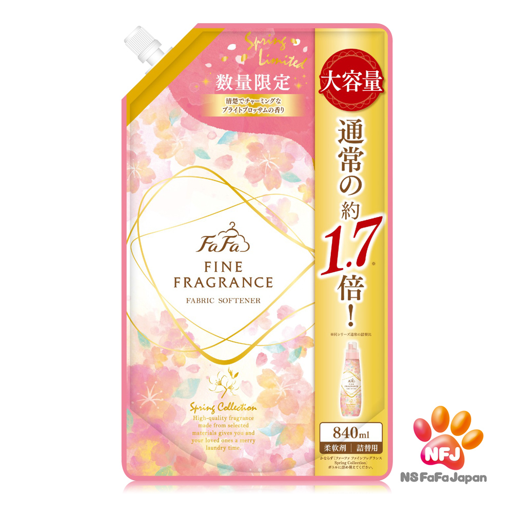 日本FaFa 香水系列柔軟精補充包(櫻花)840ml