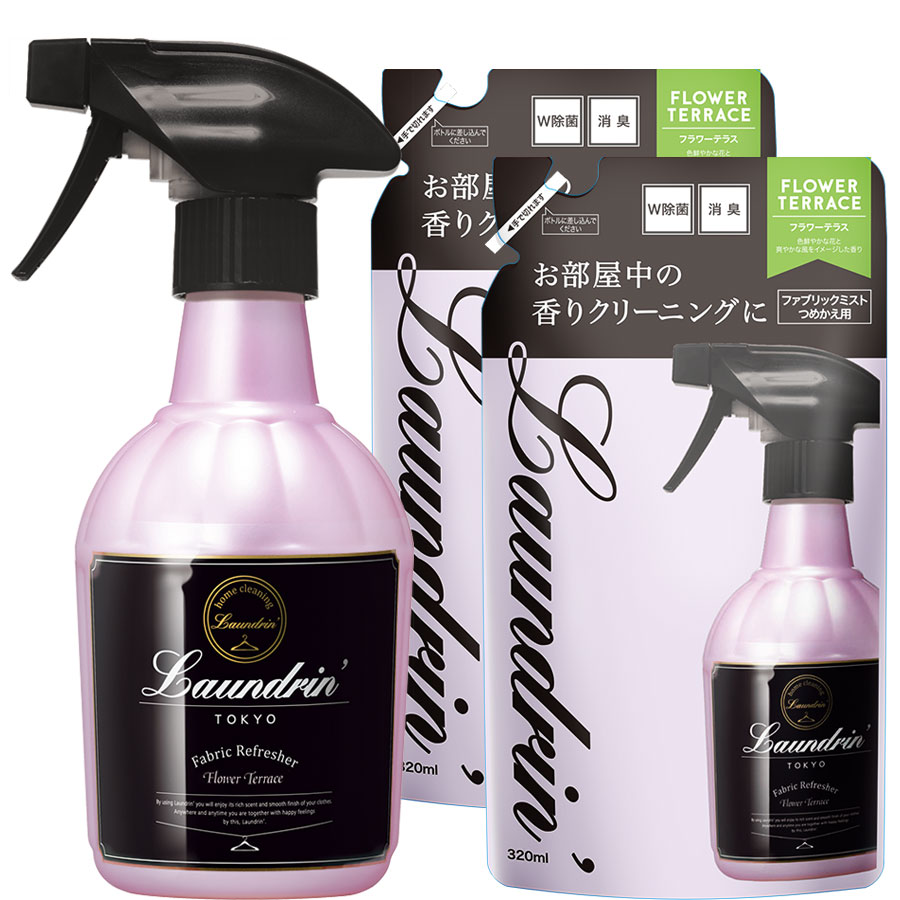 日本Laundrin’《朗德林》香水系列芳香噴霧-沁心花香370mlX1+噴霧補充包320mlX2