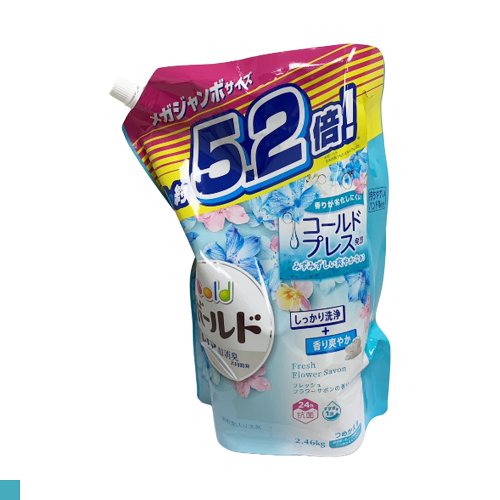 P&G BOLD 超濃縮洗衣精 2.46kg 補充包 淡藍 (百花皂香)