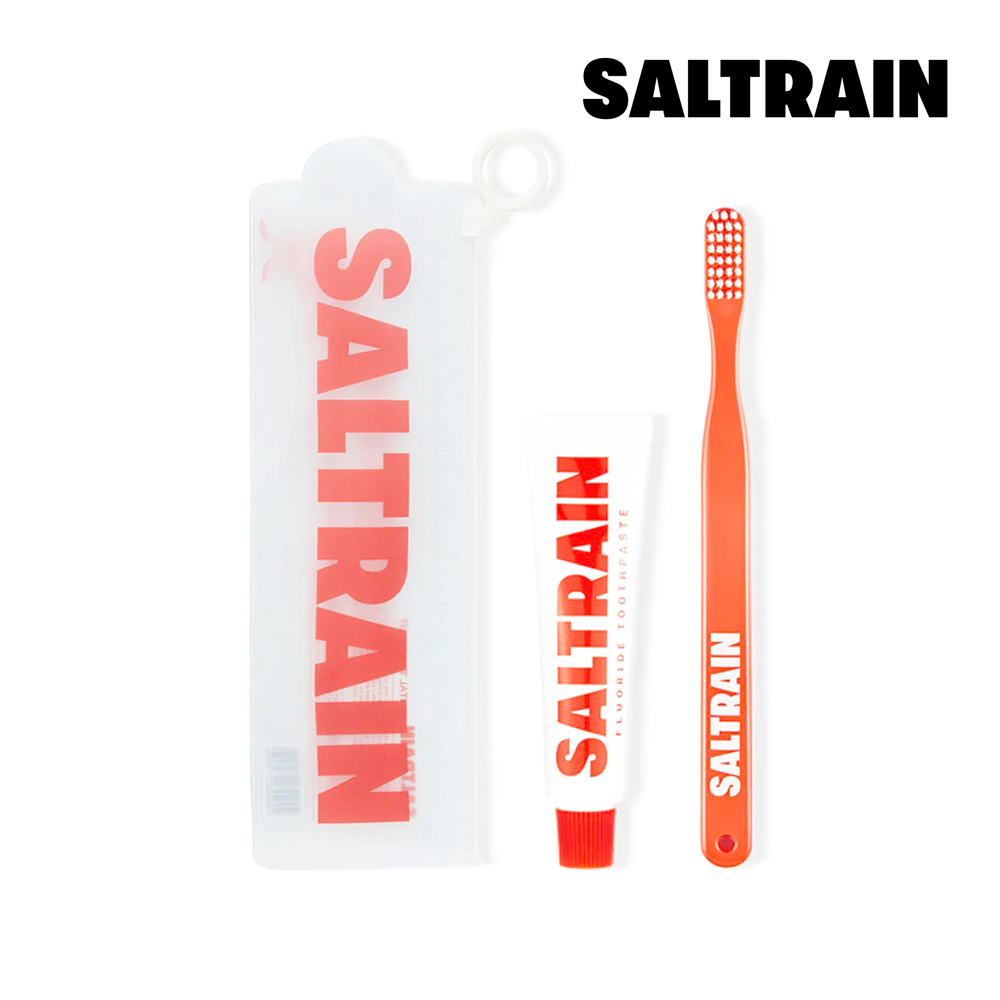 【SALTRAIN】低氟淨護牙膏牙刷旅行組-紅 30g