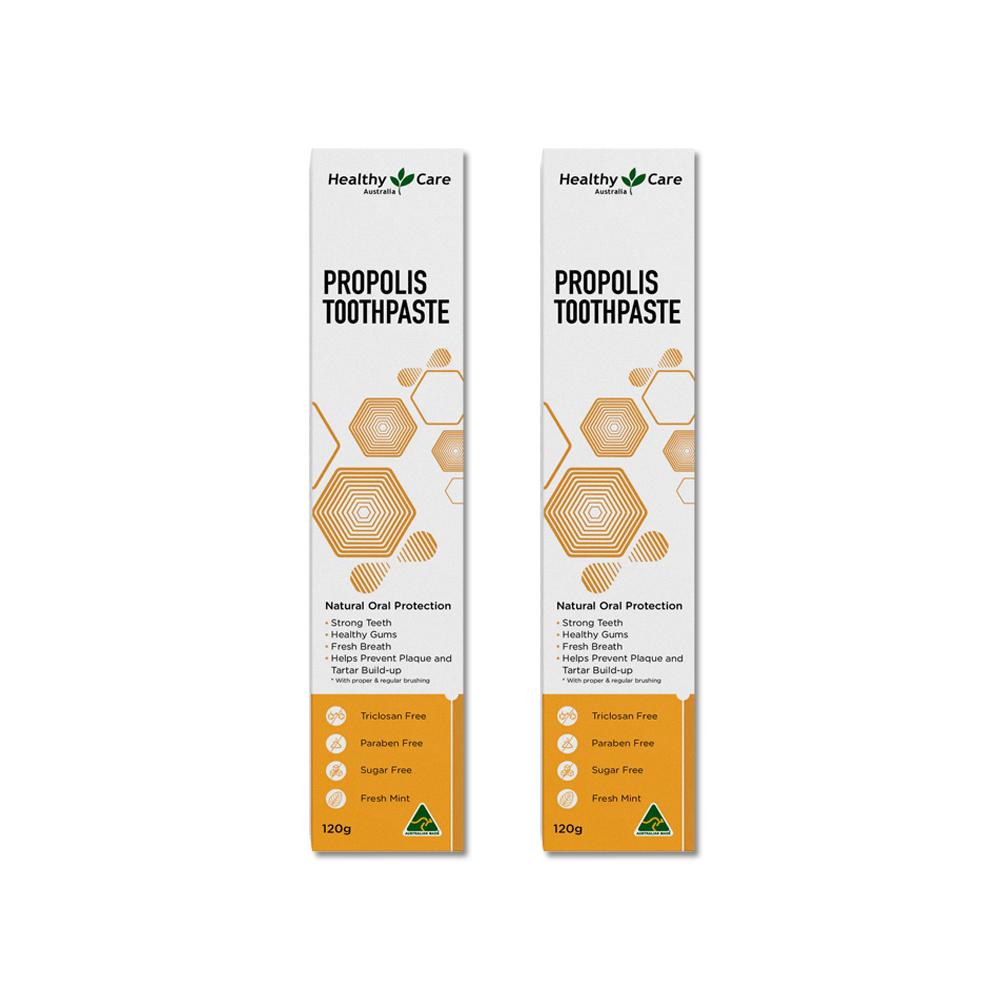(2盒)澳洲Healthy Care澳世康-蜂膠萃取固齒護齦低含氟牙膏-薄荷120g/盒