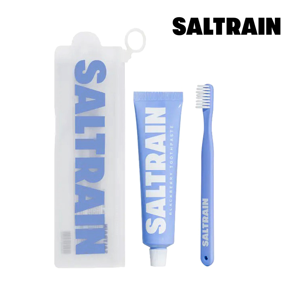 【SALTRAIN】 x Todays House 限定款-黑莓灰鹽牙膏牙刷旅行組-牙膏100g+牙刷x1