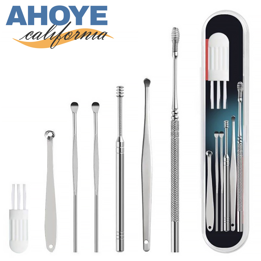【Ahoye】不鏽鋼挖耳棒七件套裝 掏耳器 挖耳器 耳勺