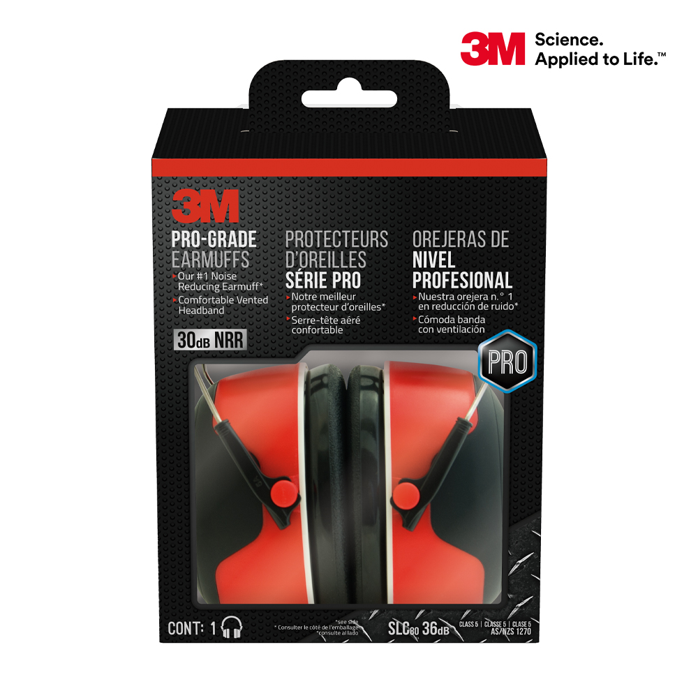3M™ 專業級降噪耳罩, 90565-4DC-PS, 黑紅配色