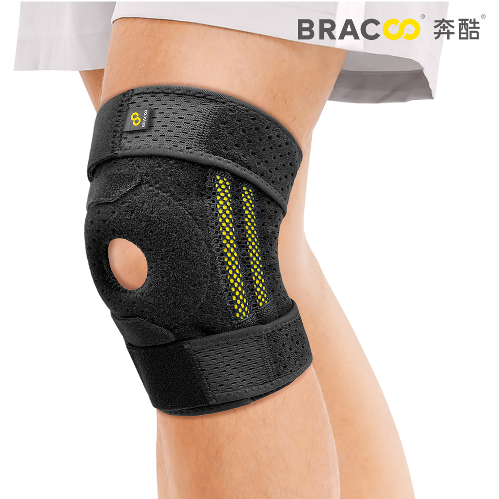 Bracoo奔酷 雙支撐透氣親膚可調護膝(KP32)黑