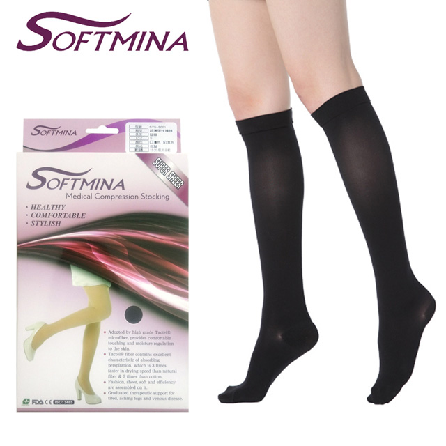 【Softmina】專業醫療彈性壓力包趾小腿襪-超薄型