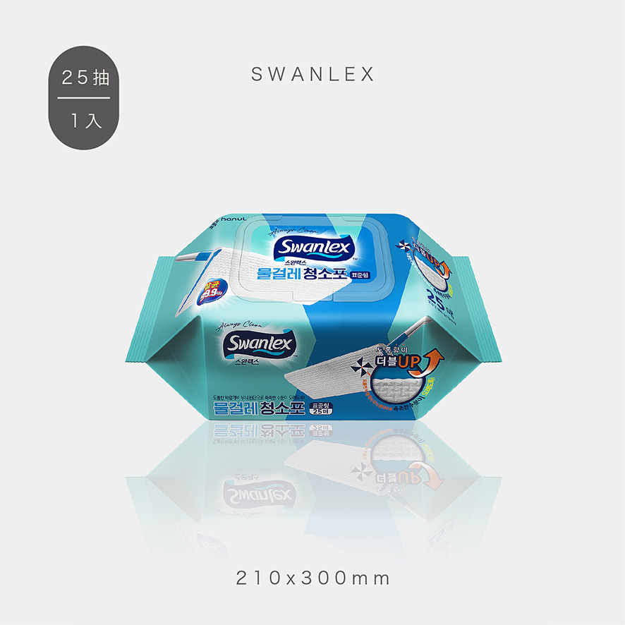 Swanlex 清潔抗菌濕拖巾標準尺寸(藍)25張-3入