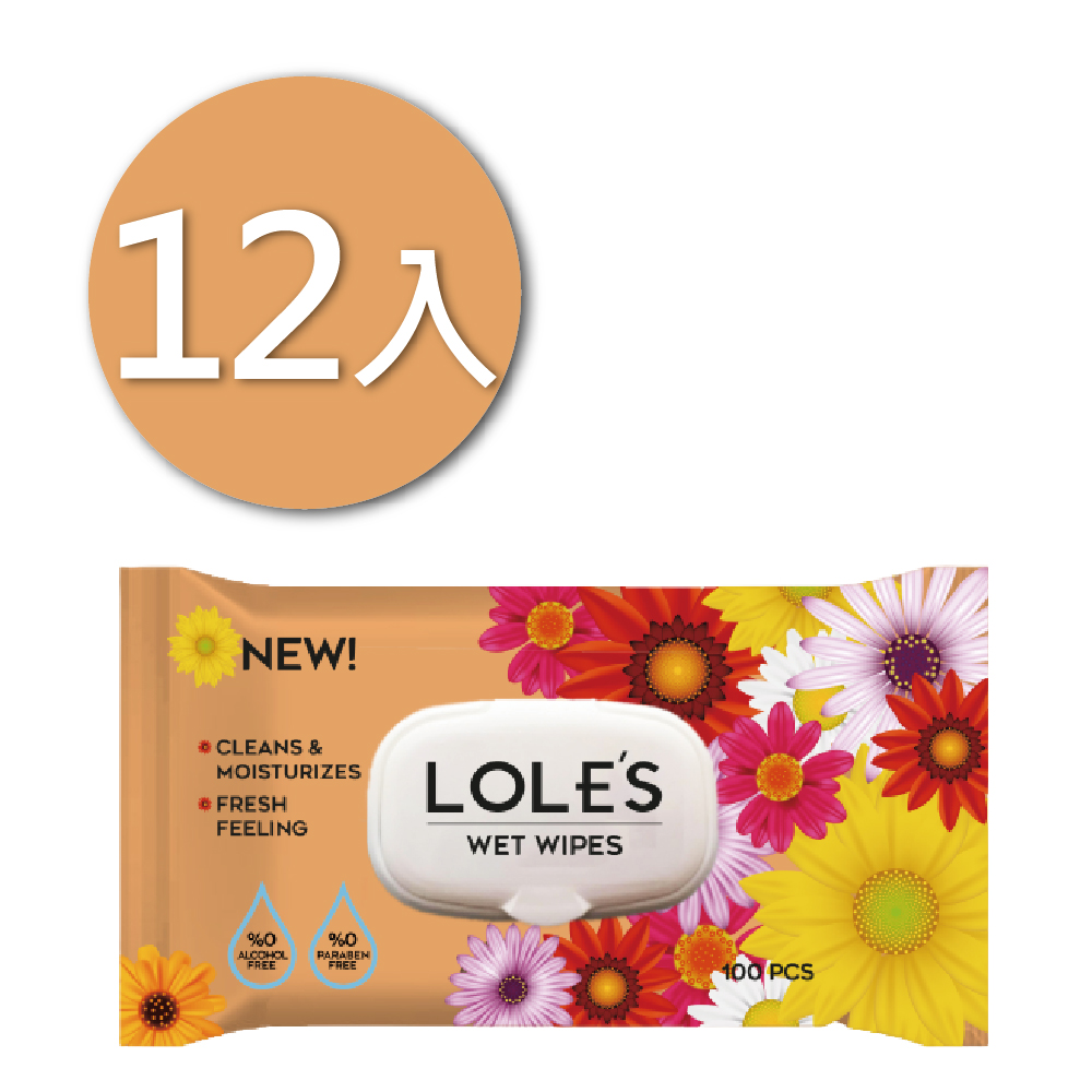 【12入】LOLES 無酒精萬用潔膚濕紙巾-有蓋100片 (繁花限定版)