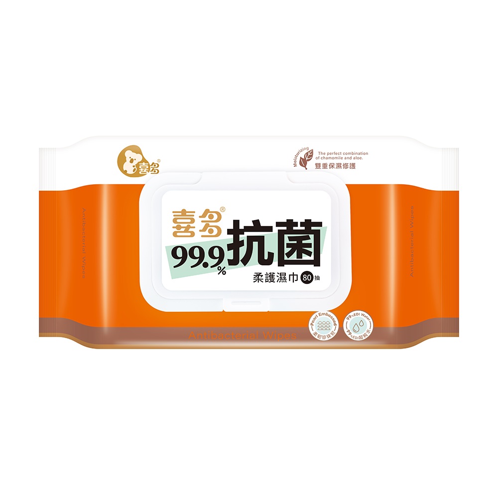 喜多 99%抗菌濕巾加蓋款-80抽(12包)