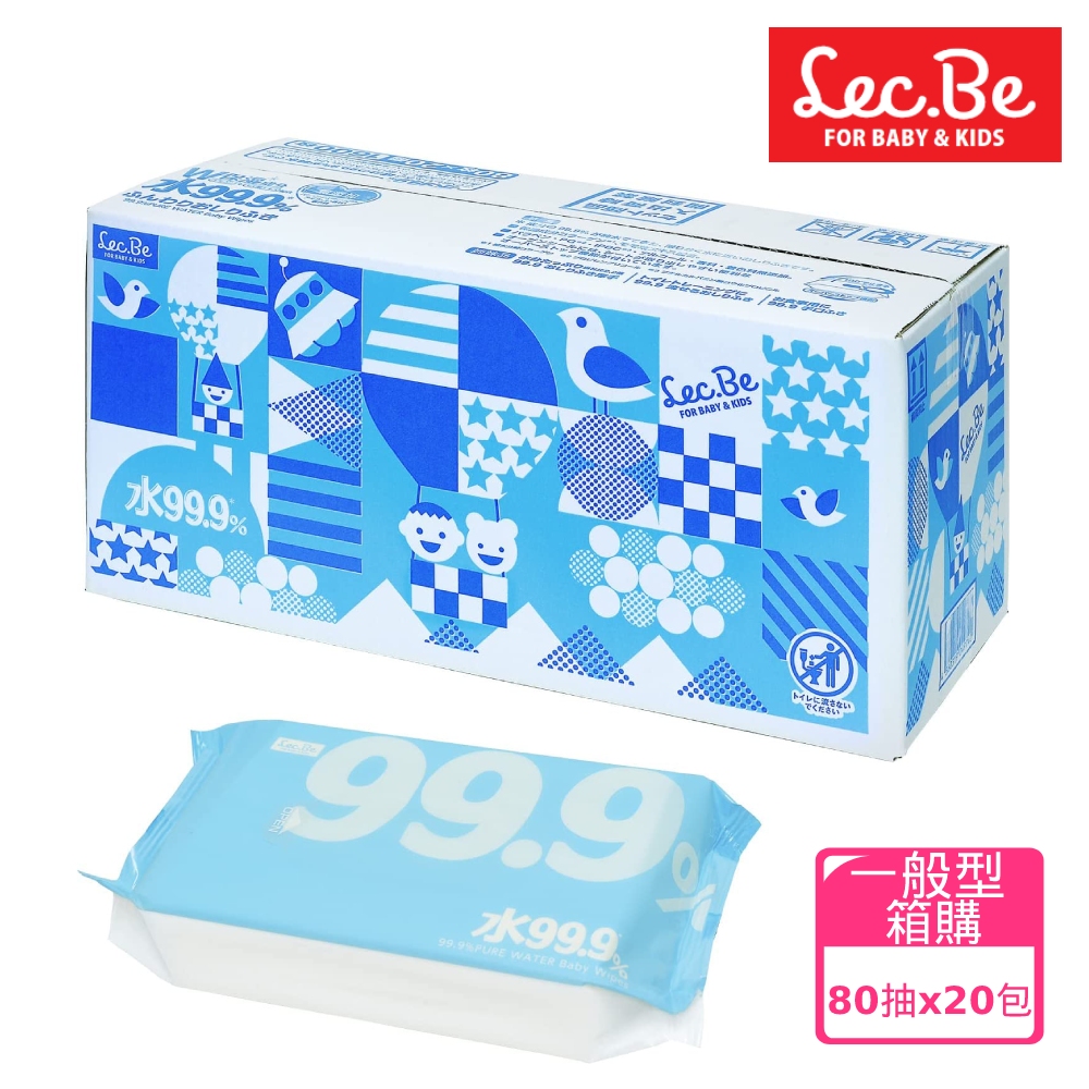 [日本LEC 純水99.9%一般型濕紙巾(箱購80抽X20包)