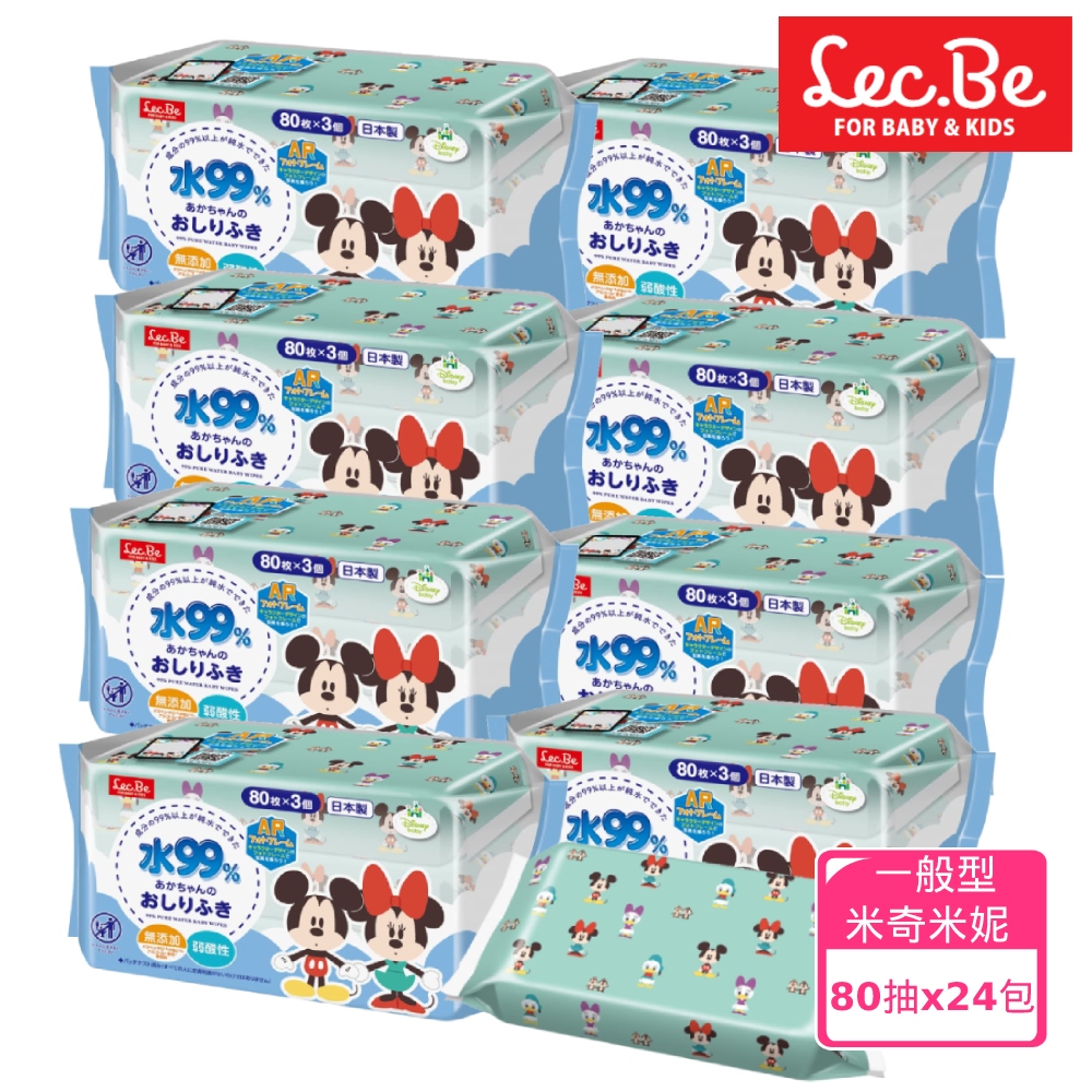 日本LEC迪士尼純水99%濕紙巾箱購米奇米妮80抽X24包入