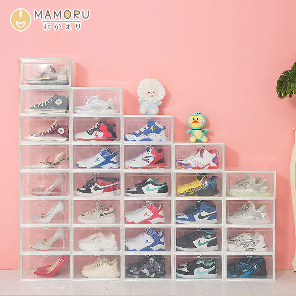 【MAMORU】磁吸式側開透明鞋盒(收納箱/收納櫃/展示盒/鞋盒/鞋架/球鞋/堆疊)